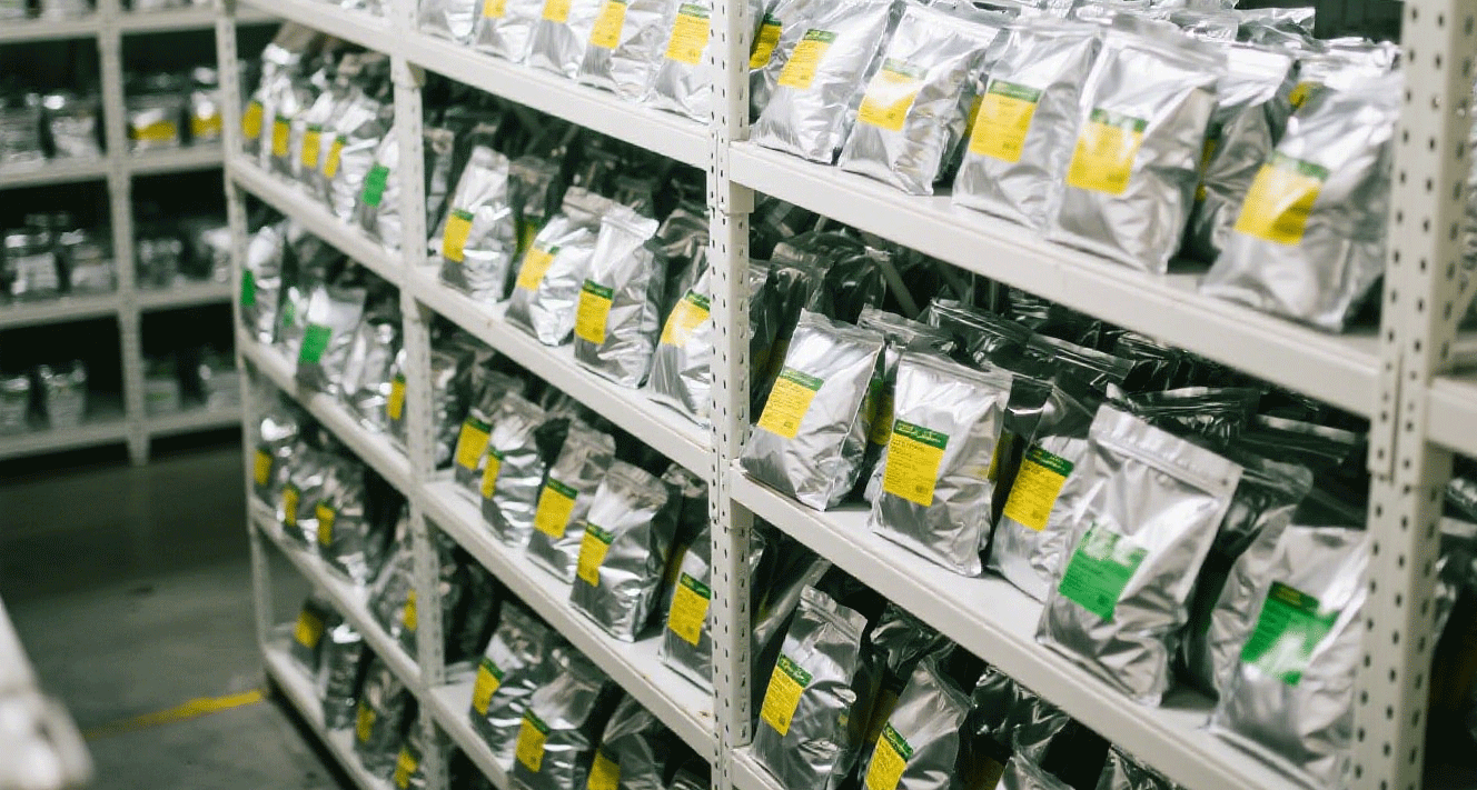 A corner of the semi-finished product warehouse